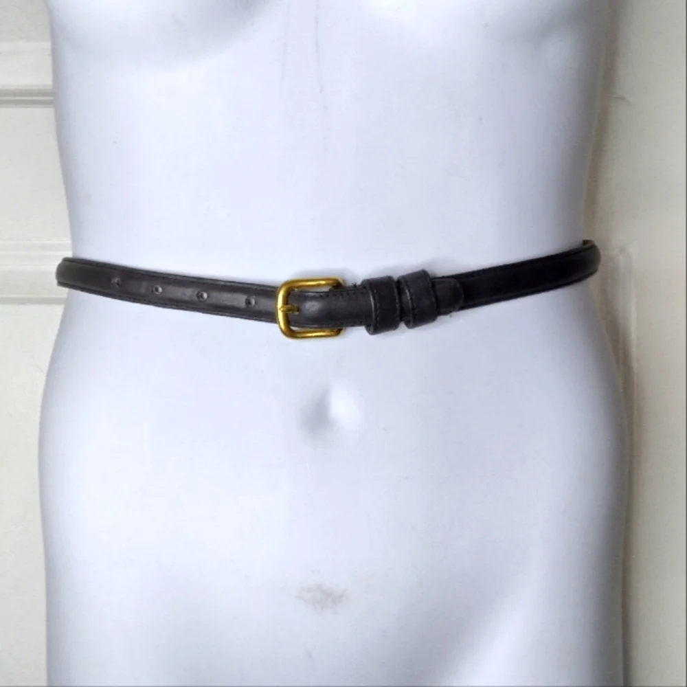 Coach Cowhide Leather Belt With Brass Buckle
